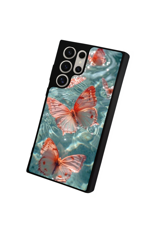 Samsung Galaxy S22 Ultra Uyumlu Kelebek Tasarımlı Glossy Premium Kılıf