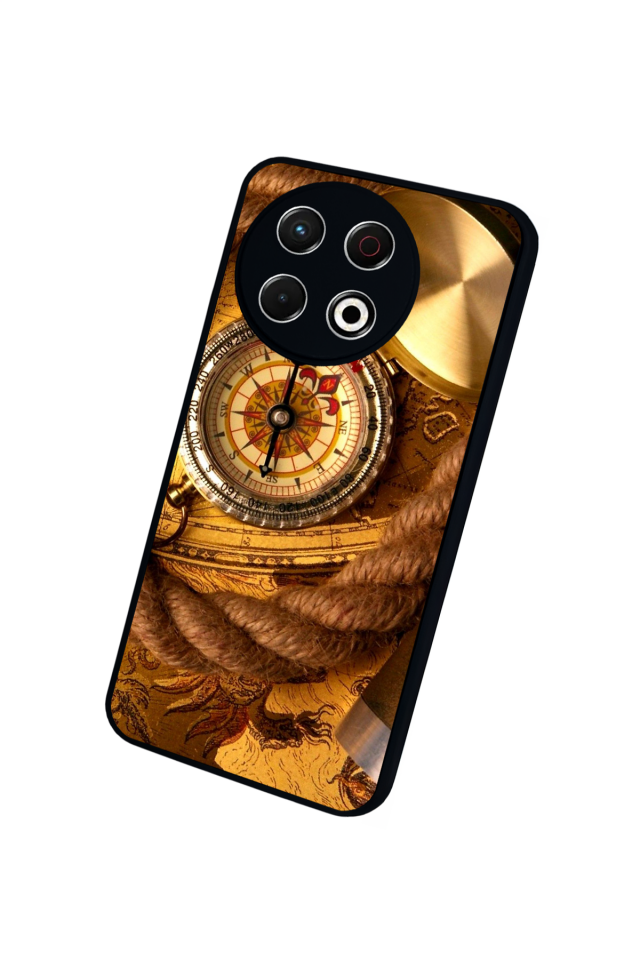 Tecno Spark 30 Pro Uyumlu Pusula Tasarımlı Glossy Premium Kılıf