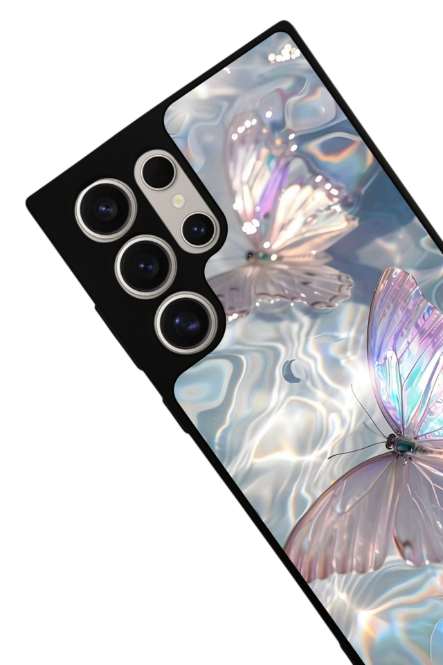Samsung Galaxy S22 Ultra Uyumlu Kelebek Tasarımlı Glossy Premium Kılıf