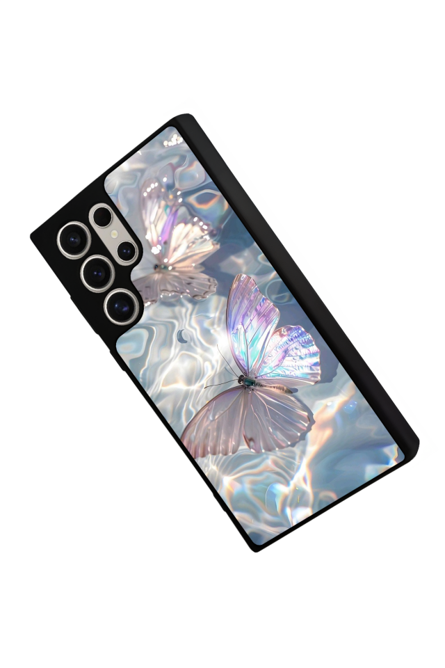 Samsung Galaxy S22 Ultra Uyumlu Kelebek Tasarımlı Glossy Premium Kılıf