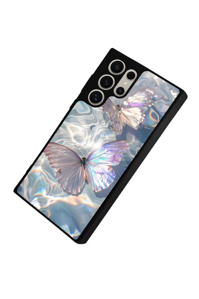 Samsung Galaxy S22 Ultra Uyumlu Kelebek Tasarımlı Glossy Premium Kılıf