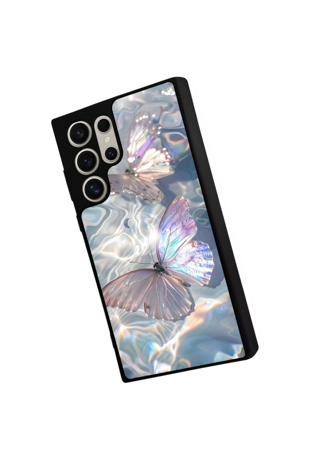 Samsung Galaxy S22 Ultra Uyumlu Kelebek Tasarımlı Glossy Premium Kılıf