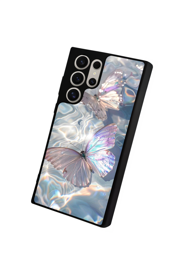 Samsung Galaxy S22 Ultra Uyumlu Kelebek Tasarımlı Glossy Premium Kılıf