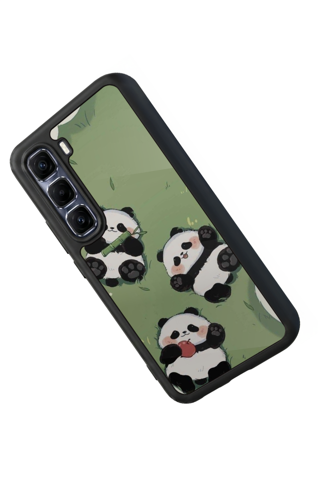 Infinix Hot 60 Pro Plus Uyumlu Panda Tasarımlı Glossy Premium Kılıf