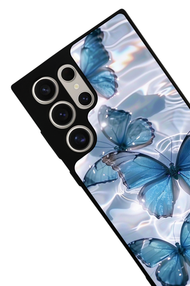 Samsung Galaxy S22 Ultra Uyumlu Kelebek Tasarımlı Glossy Premium Kılıf