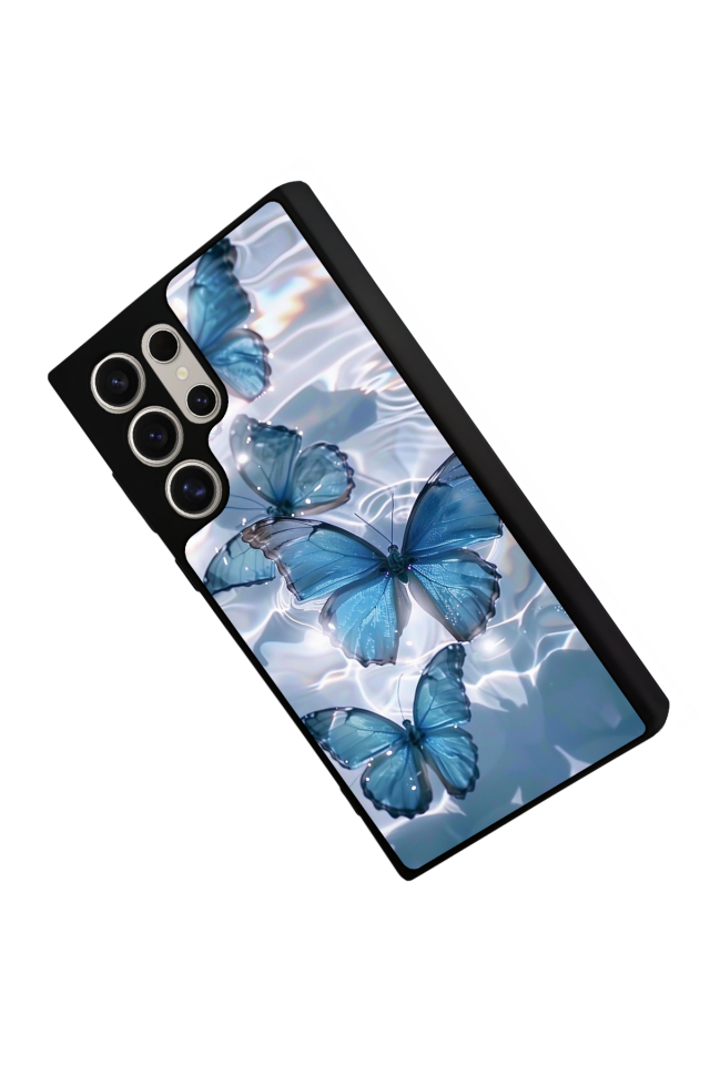 Samsung Galaxy S22 Ultra Uyumlu Kelebek Tasarımlı Glossy Premium Kılıf