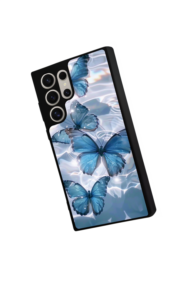 Samsung Galaxy S22 Ultra Uyumlu Kelebek Tasarımlı Glossy Premium Kılıf