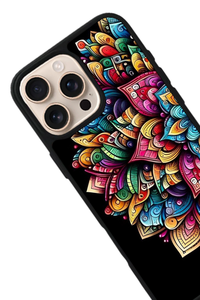 iPhone 15 Pro Max Uyumlu Mandala Tasarımlı Glossy Premium Kılıf