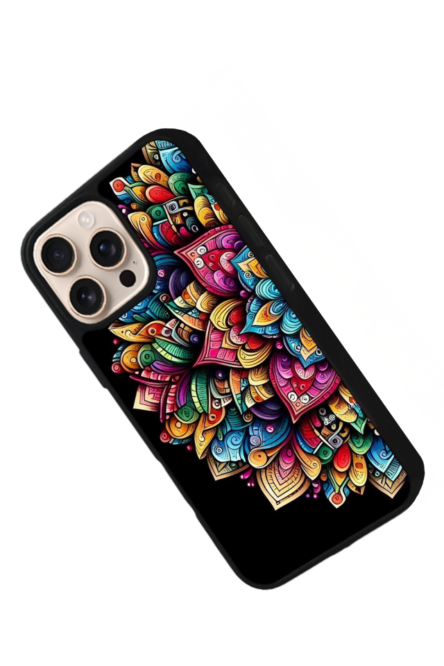 iPhone 15 Pro Max Uyumlu Mandala Tasarımlı Glossy Premium Kılıf