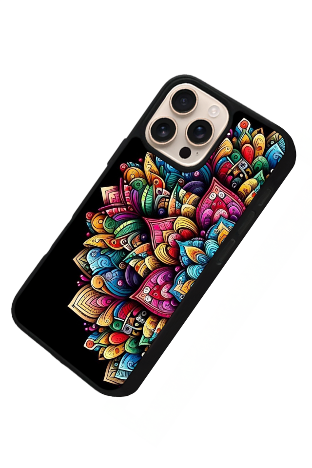 iPhone 15 Pro Max Uyumlu Mandala Tasarımlı Glossy Premium Kılıf