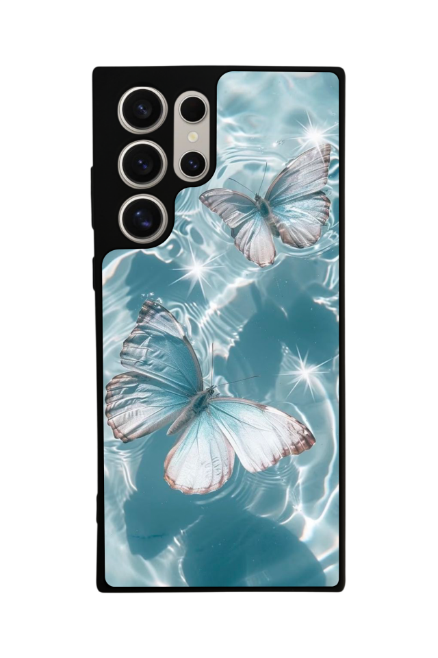 Samsung Galaxy S22 Ultra Uyumlu Kelebek Tasarımlı Glossy Premium Kılıf