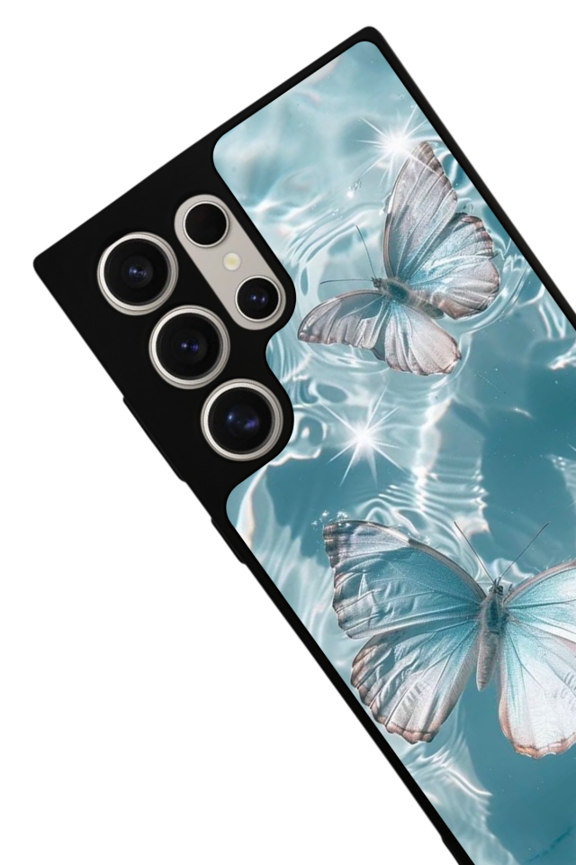 Samsung Galaxy S22 Ultra Uyumlu Kelebek Tasarımlı Glossy Premium Kılıf