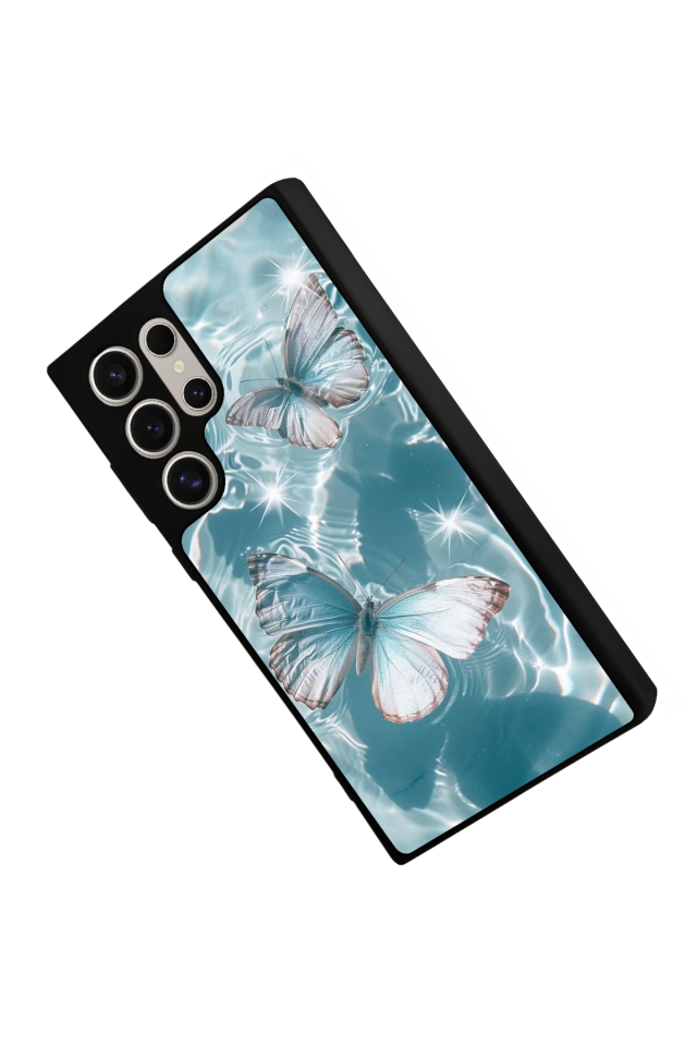 Samsung Galaxy S22 Ultra Uyumlu Kelebek Tasarımlı Glossy Premium Kılıf