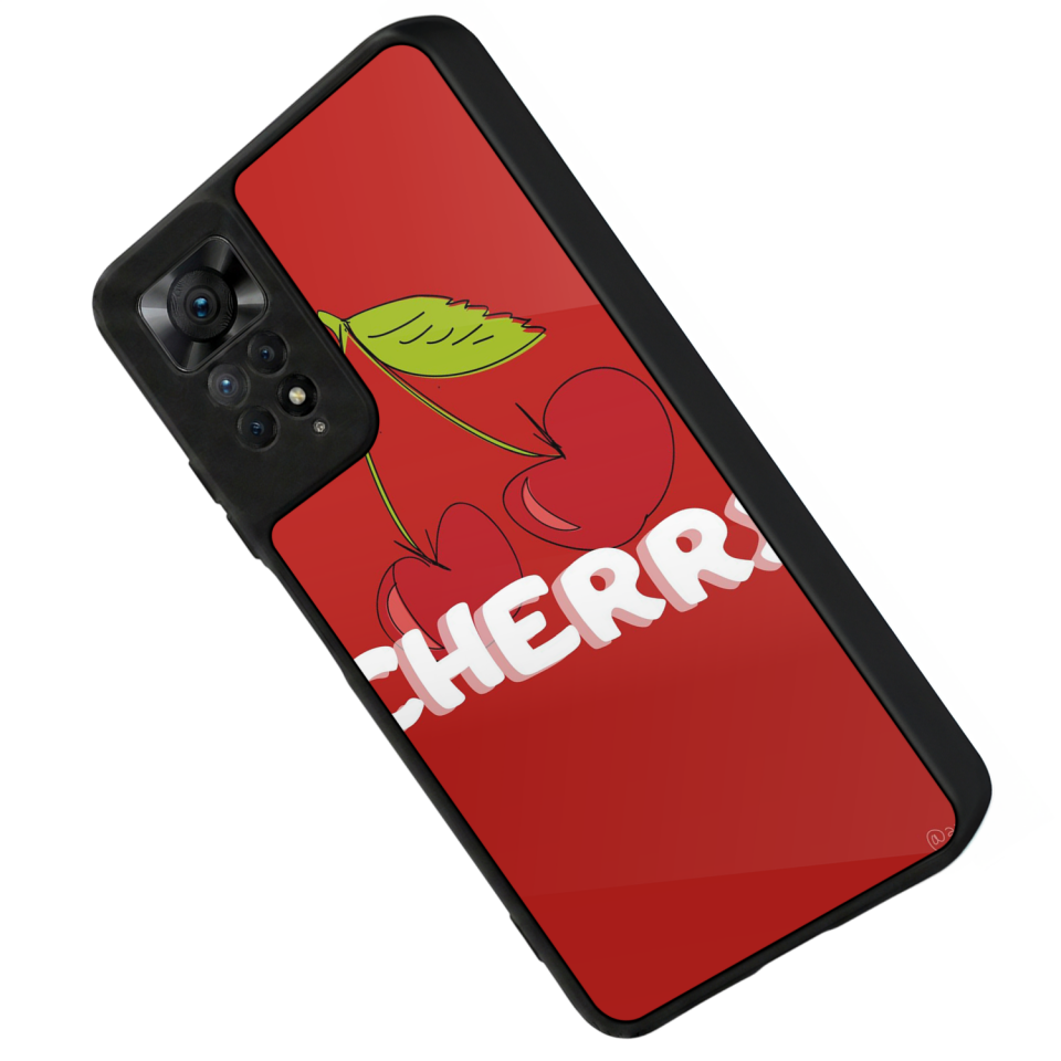 Xiaomi Redmi Note 11 Pro Uyumlu Kiraz Tasarımlı Glossy Premium Kılıf