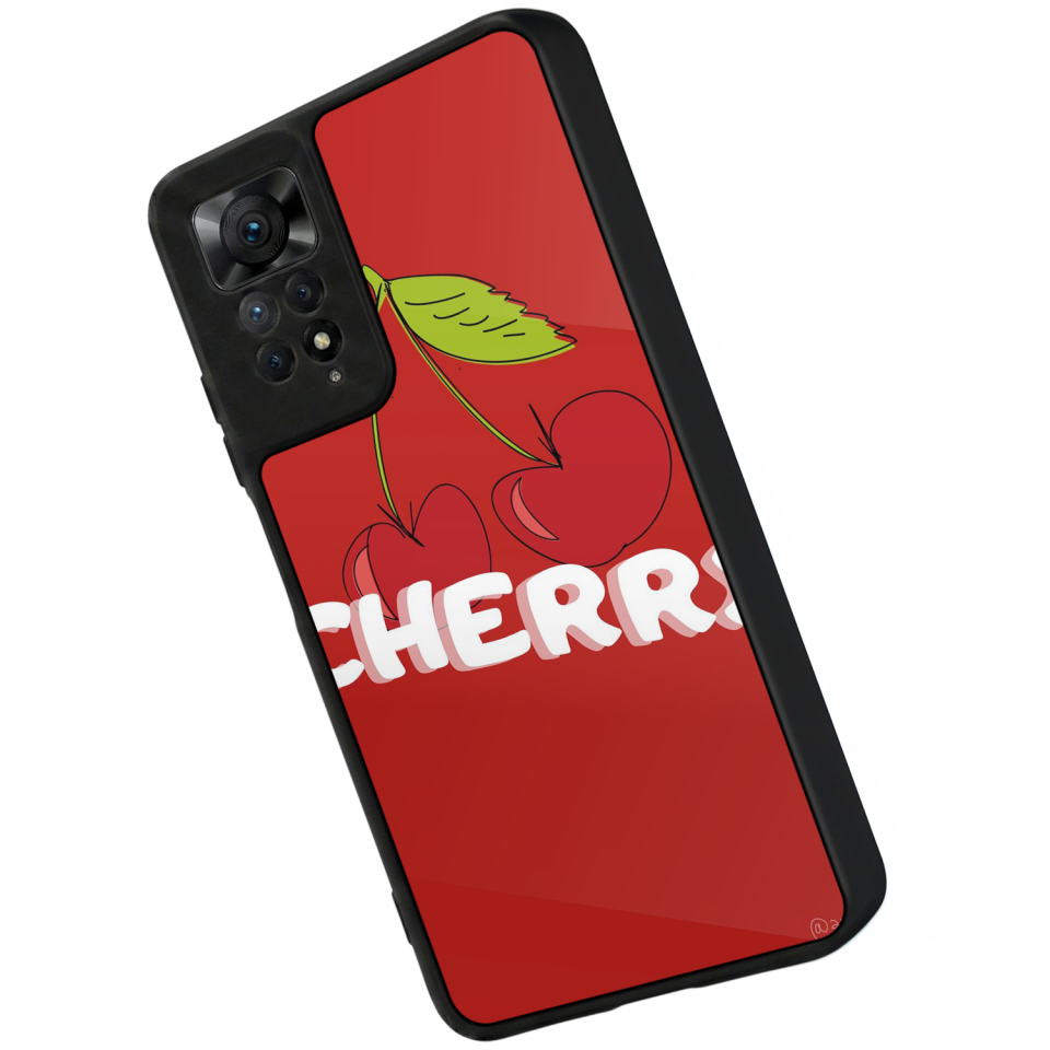 Xiaomi Redmi Note 11 Pro Uyumlu Kiraz Tasarımlı Glossy Premium Kılıf