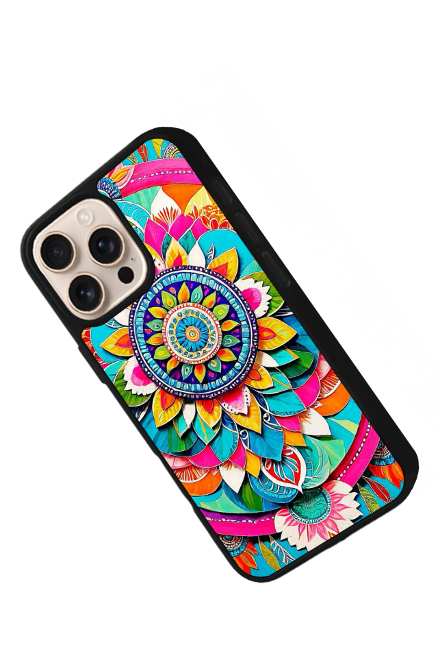 iPhone 15 Pro Max Uyumlu Mandala Tasarımlı Glossy Premium Kılıf
