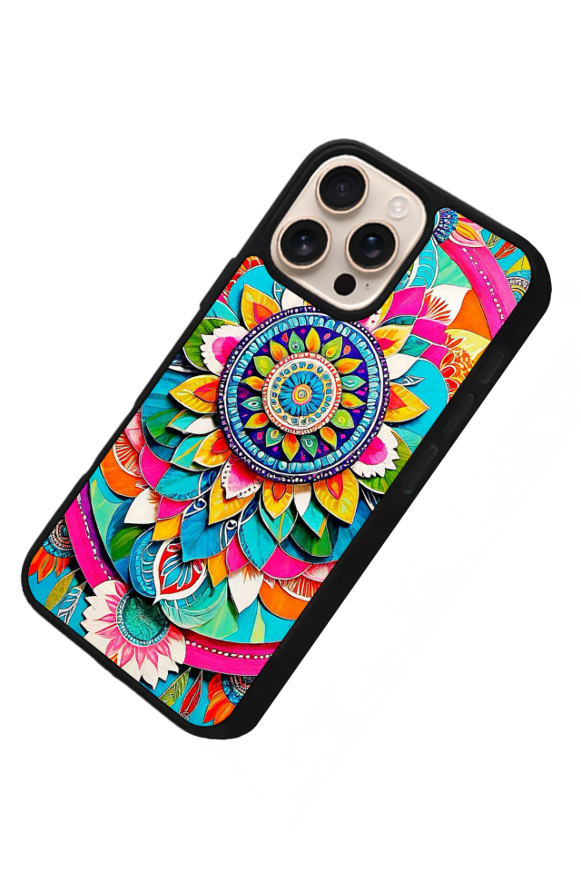 iPhone 15 Pro Max Uyumlu Mandala Tasarımlı Glossy Premium Kılıf