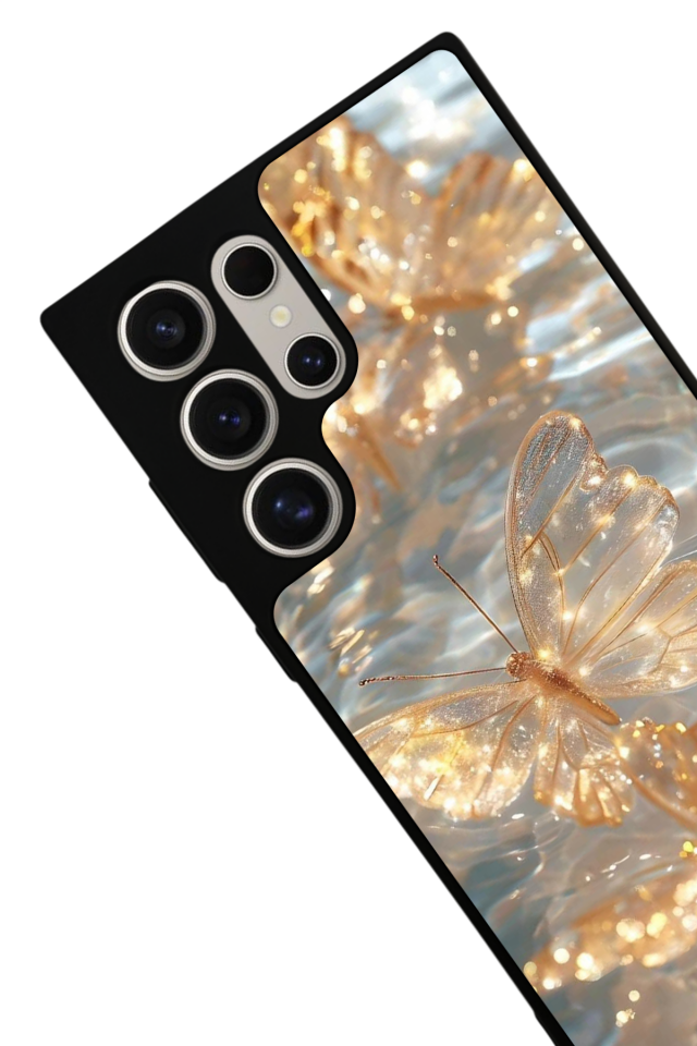 Samsung Galaxy S22 Ultra Uyumlu Kelebek Tasarımlı Glossy Premium Kılıf