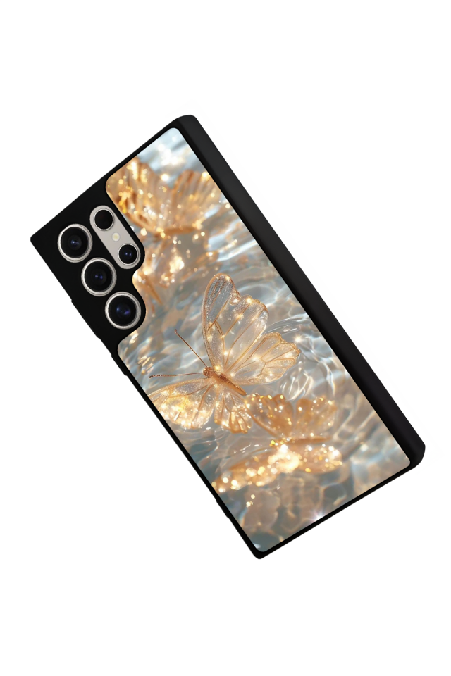 Samsung Galaxy S22 Ultra Uyumlu Kelebek Tasarımlı Glossy Premium Kılıf