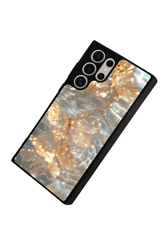 Samsung Galaxy S22 Ultra Uyumlu Kelebek Tasarımlı Glossy Premium Kılıf