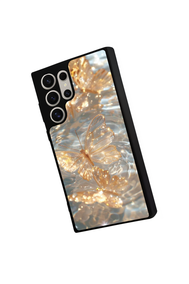 Samsung Galaxy S22 Ultra Uyumlu Kelebek Tasarımlı Glossy Premium Kılıf