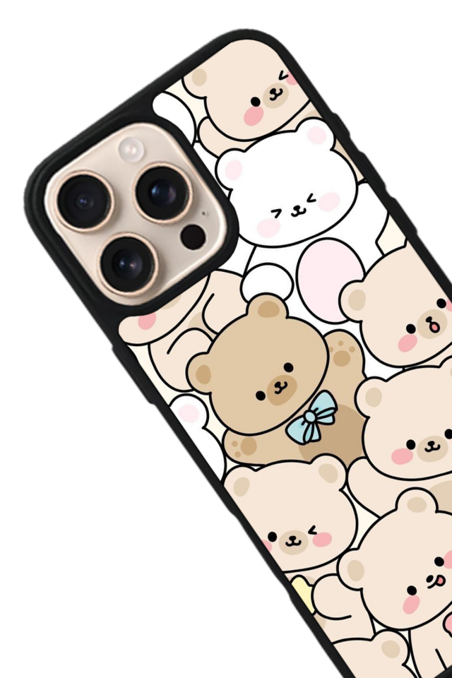 iPhone 16 Pro Uyumlu Ayı Tasarımlı Glossy Premium Kılıf