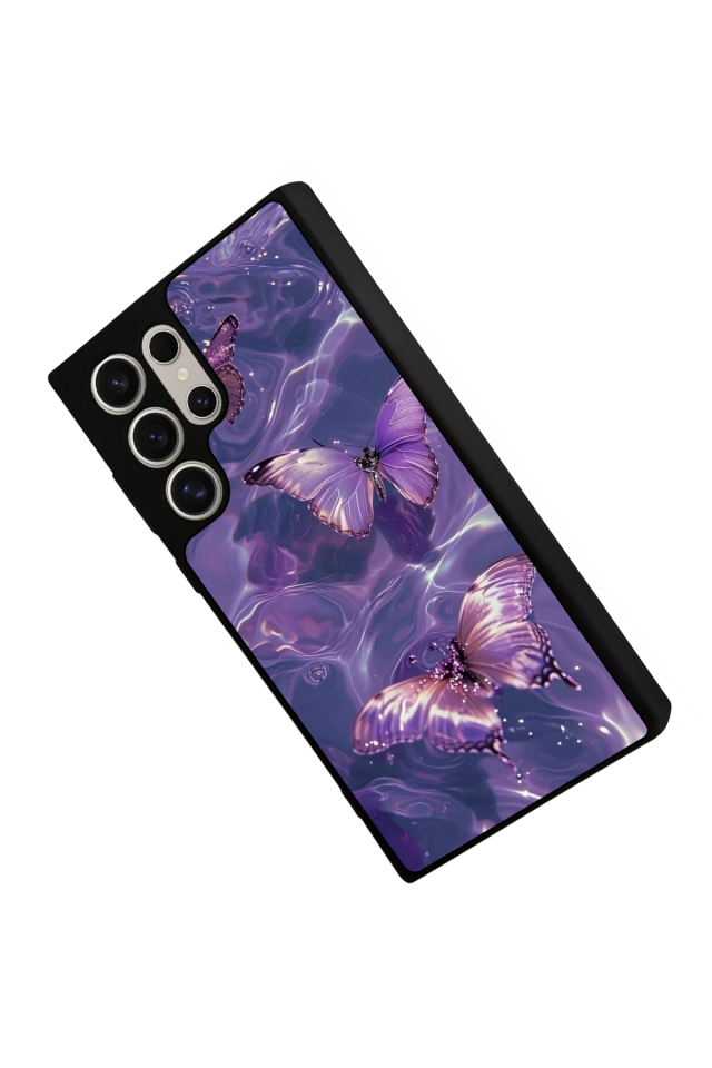 Samsung Galaxy S22 Ultra Uyumlu Kelebek Tasarımlı Glossy Premium Kılıf