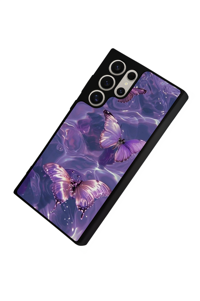 Samsung Galaxy S22 Ultra Uyumlu Kelebek Tasarımlı Glossy Premium Kılıf