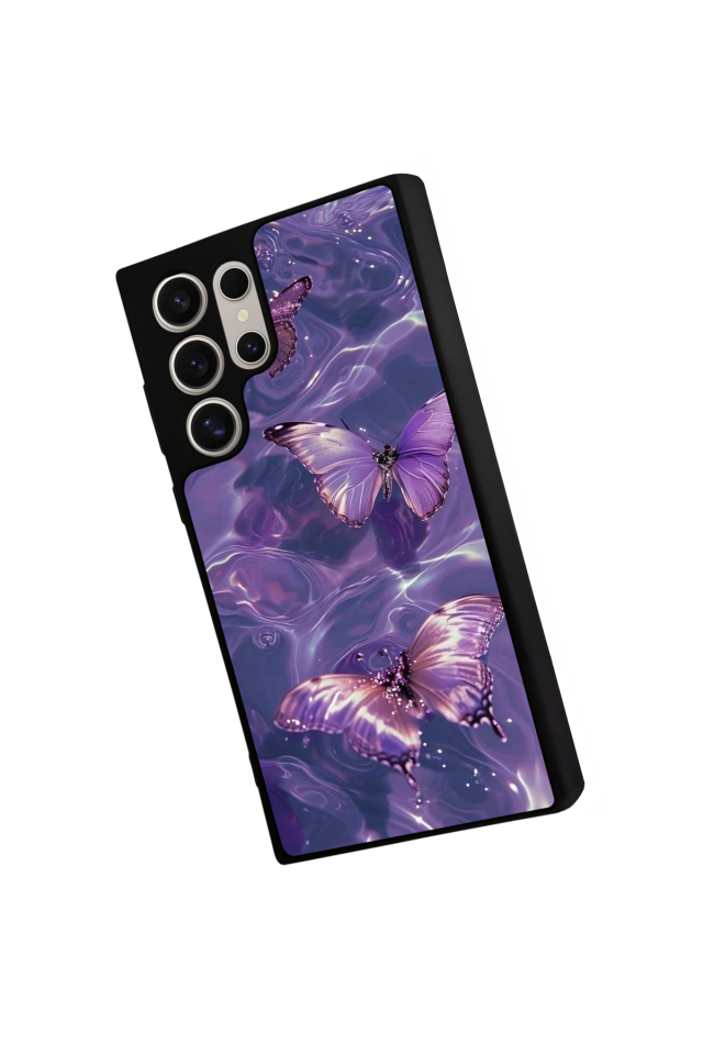 Samsung Galaxy S22 Ultra Uyumlu Kelebek Tasarımlı Glossy Premium Kılıf