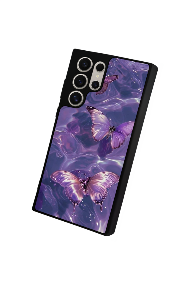 Samsung Galaxy S22 Ultra Uyumlu Kelebek Tasarımlı Glossy Premium Kılıf