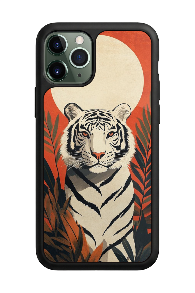 iPhone 11 Pro Max Uyumlu Kirmizi ve Kaplan Tasarımlı Glossy Premium Kılıf