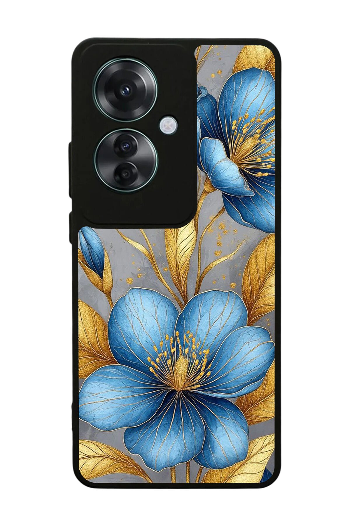 Oppo Reno 11F Uyumlu Yaldizli Cicek Tasarımlı Glossy Premium Kılıf