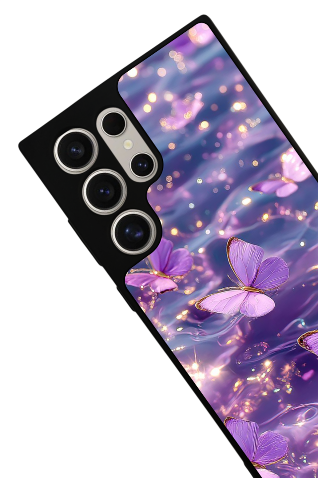 Samsung Galaxy S22 Ultra Uyumlu Kelebek Tasarımlı Glossy Premium Kılıf