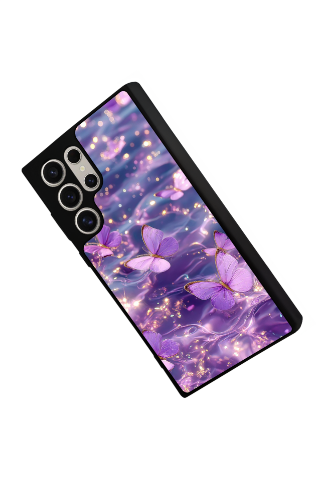 Samsung Galaxy S22 Ultra Uyumlu Kelebek Tasarımlı Glossy Premium Kılıf