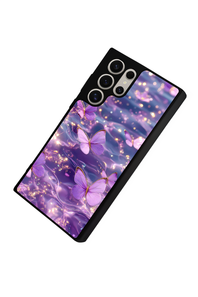 Samsung Galaxy S22 Ultra Uyumlu Kelebek Tasarımlı Glossy Premium Kılıf