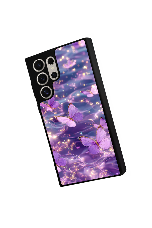 Samsung Galaxy S22 Ultra Uyumlu Kelebek Tasarımlı Glossy Premium Kılıf