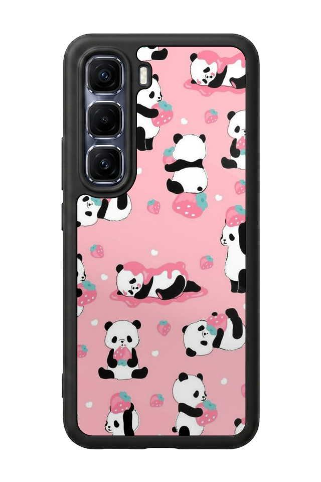 Infinix Hot 60 Pro Plus Uyumlu Panda Tasarımlı Glossy Premium Kılıf