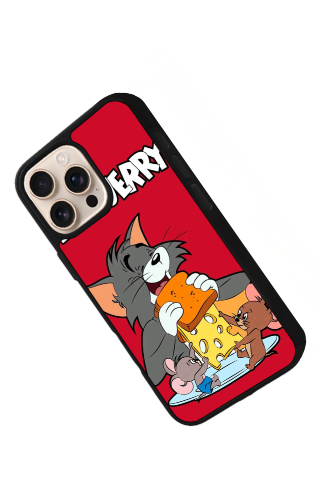 iPhone 14 Pro Uyumlu Tom And Jerry Tasarımlı Glossy Premium Kılıf