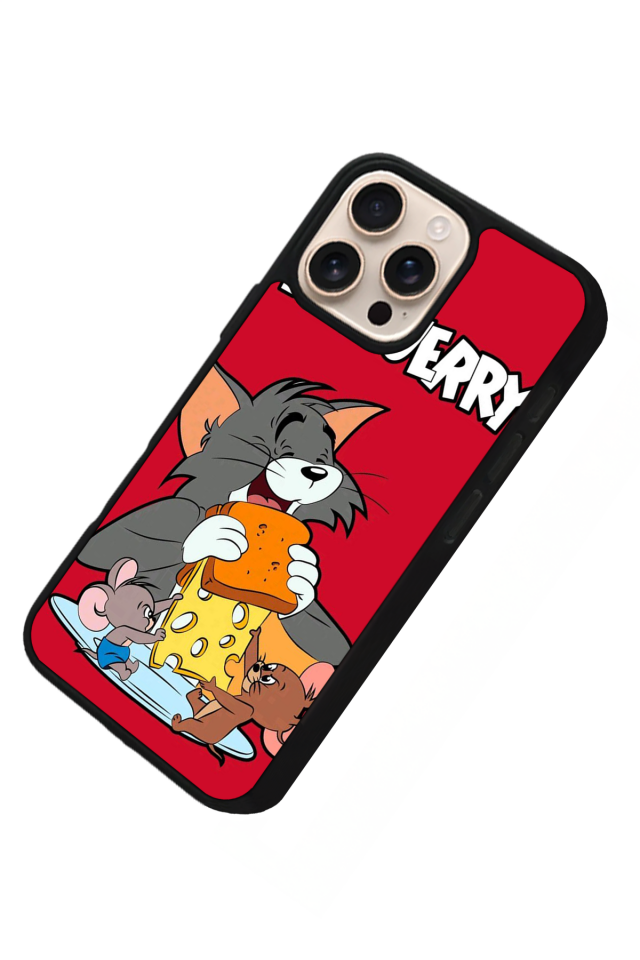 iPhone 14 Pro Uyumlu Tom And Jerry Tasarımlı Glossy Premium Kılıf