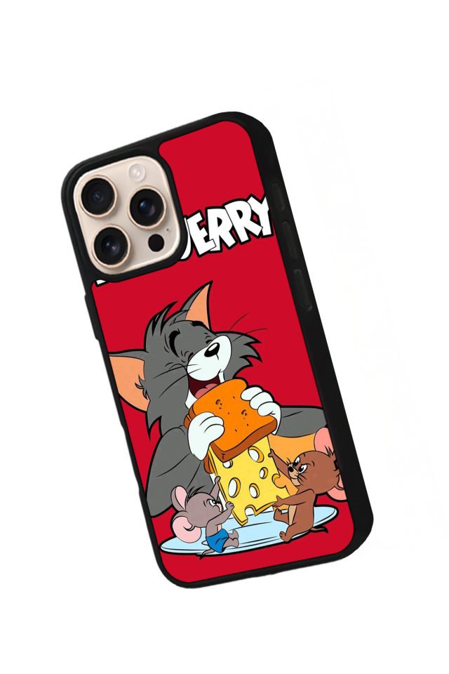 iPhone 14 Pro Uyumlu Tom And Jerry Tasarımlı Glossy Premium Kılıf