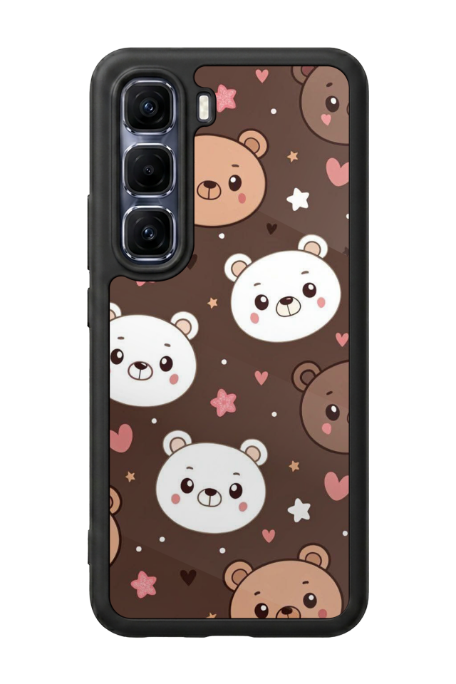 Infinix Hot 60 Pro Plus Uyumlu Ayı Tasarımlı Glossy Premium Kılıf