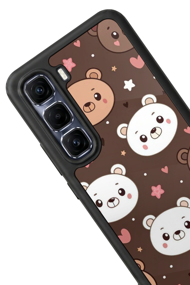 Infinix Hot 60 Pro Plus Uyumlu Ayı Tasarımlı Glossy Premium Kılıf