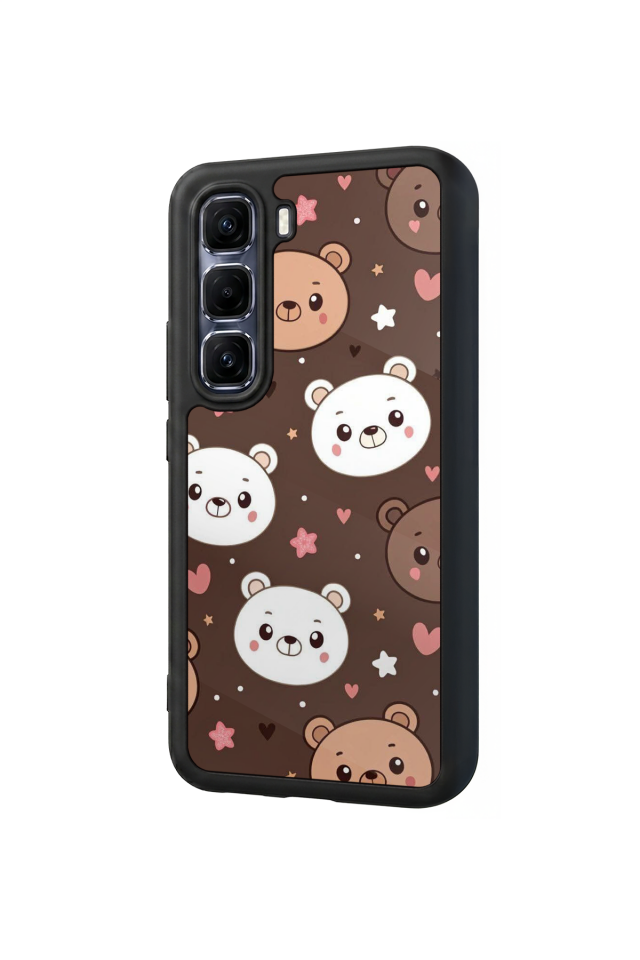 Infinix Hot 60 Pro Plus Uyumlu Ayı Tasarımlı Glossy Premium Kılıf