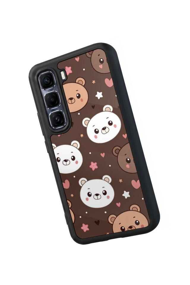 Infinix Hot 60 Pro Plus Uyumlu Ayı Tasarımlı Glossy Premium Kılıf