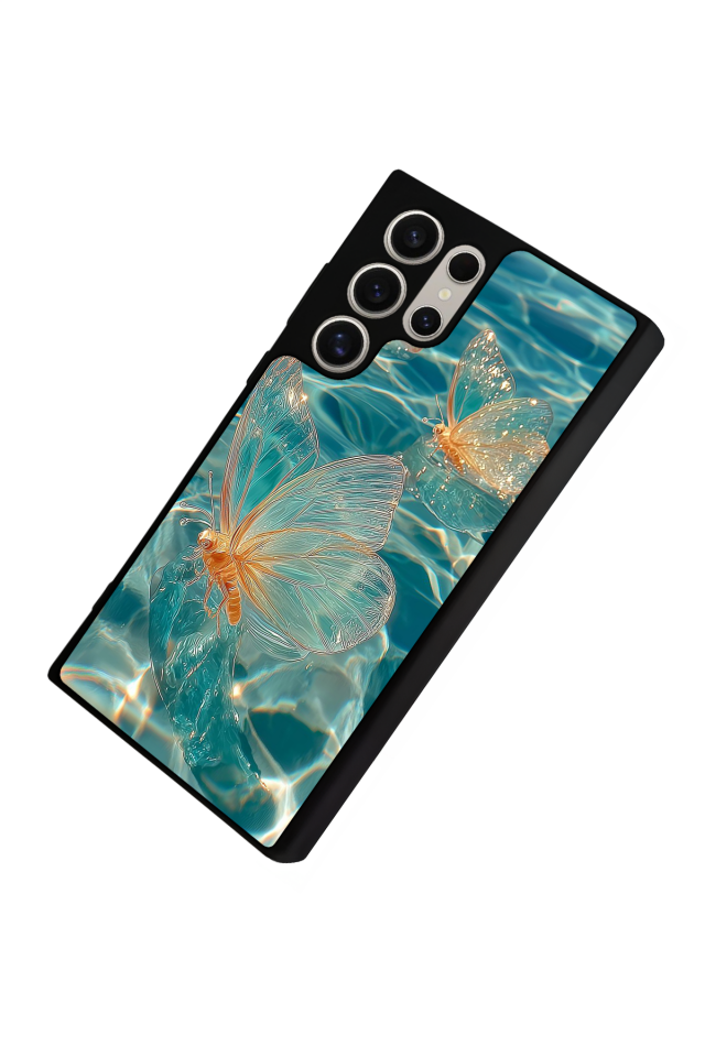 Samsung Galaxy S22 Ultra Uyumlu Kelebek Tasarımlı Glossy Premium Kılıf