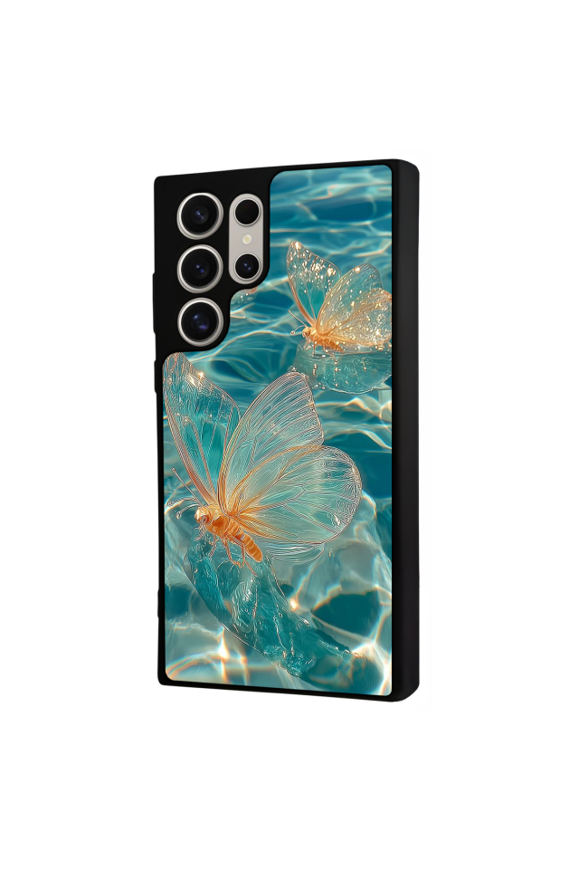 Samsung Galaxy S22 Ultra Uyumlu Kelebek Tasarımlı Glossy Premium Kılıf
