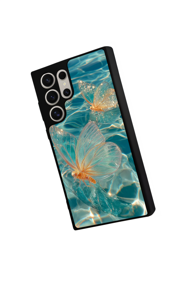 Samsung Galaxy S22 Ultra Uyumlu Kelebek Tasarımlı Glossy Premium Kılıf