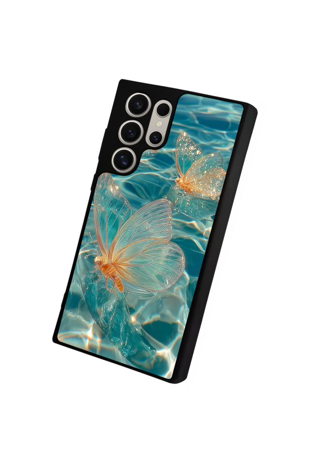 Samsung Galaxy S22 Ultra Uyumlu Kelebek Tasarımlı Glossy Premium Kılıf