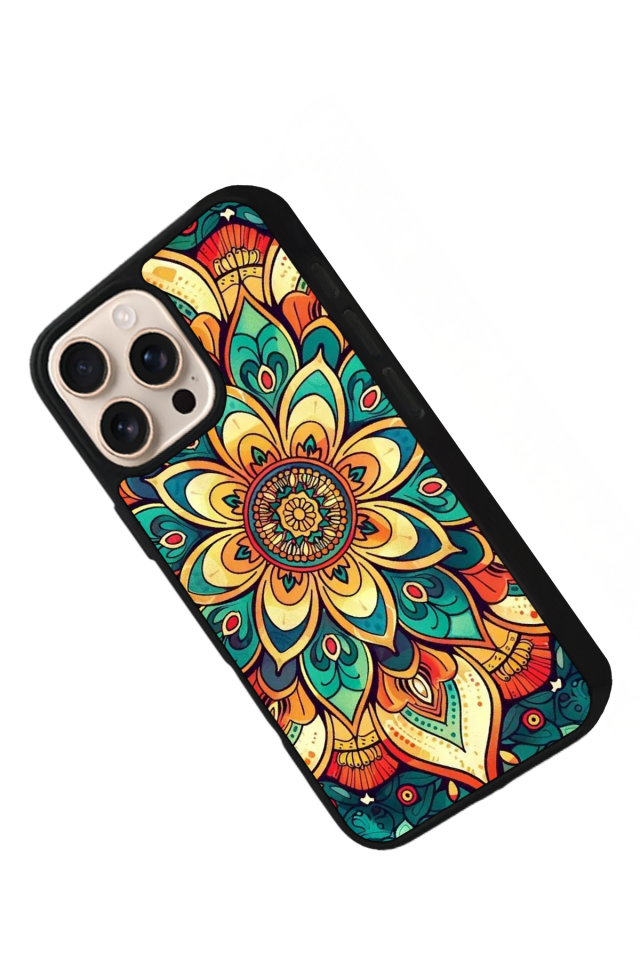 iPhone 15 Pro Max Uyumlu Mandala Tasarımlı Glossy Premium Kılıf