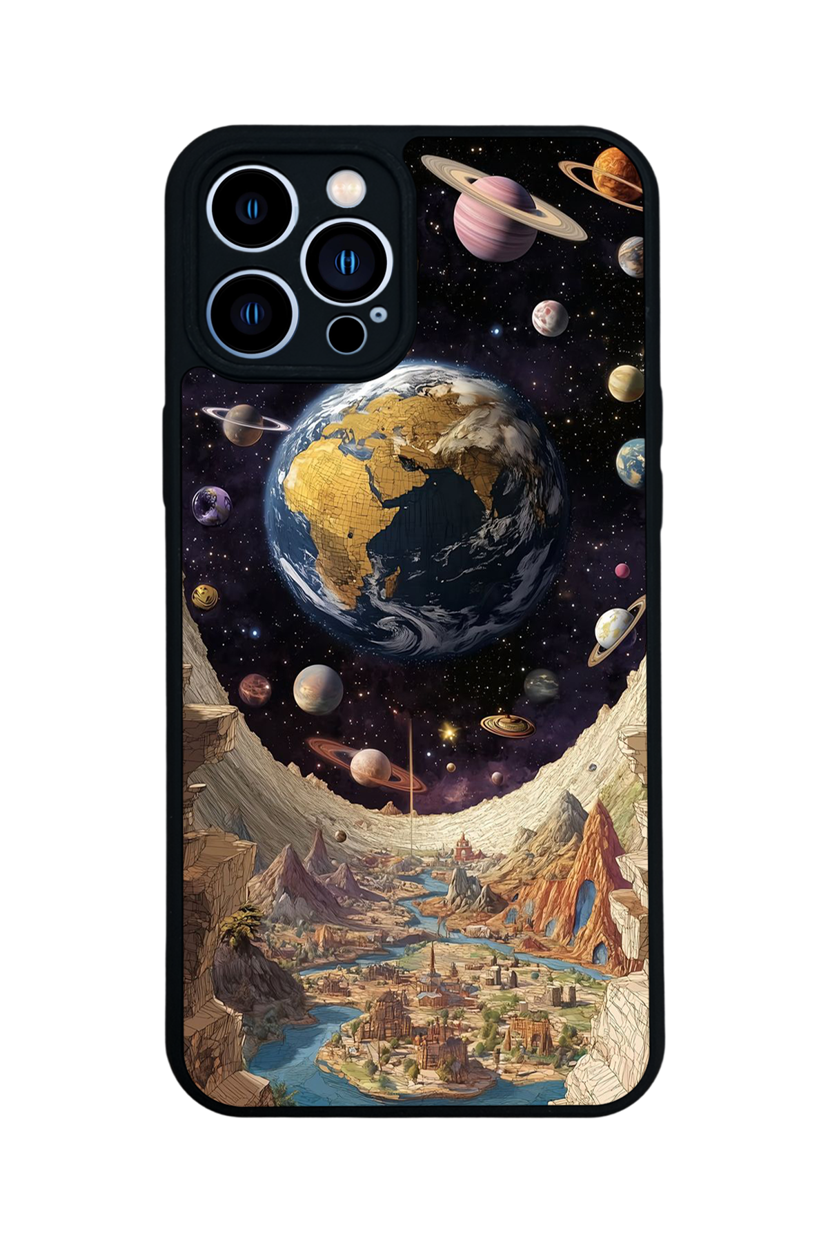 iPhone 12 Pro Max Uyumlu Uzay Tasarımlı Glossy Premium Kılıf